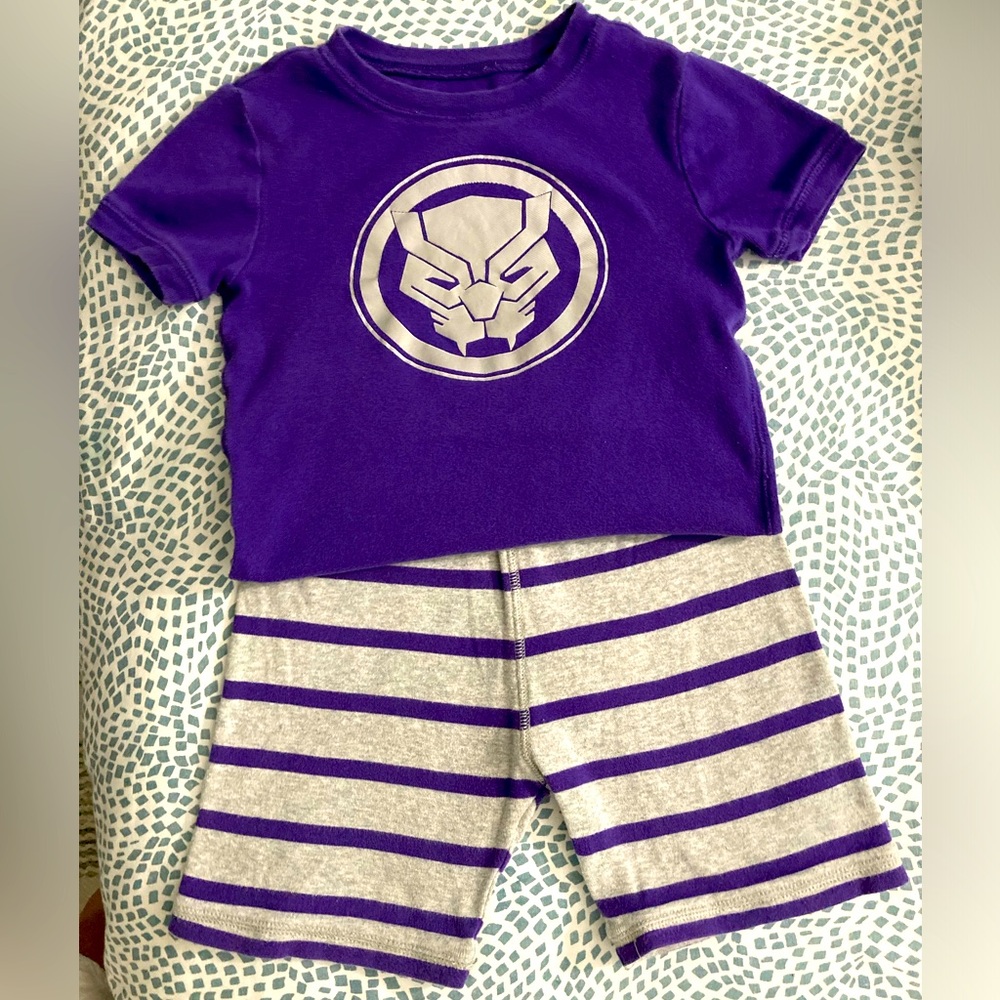 💜GapKids | Marvel 100% Organic Cotton Black Panther Boys PJ Shorts Set Size: 8
